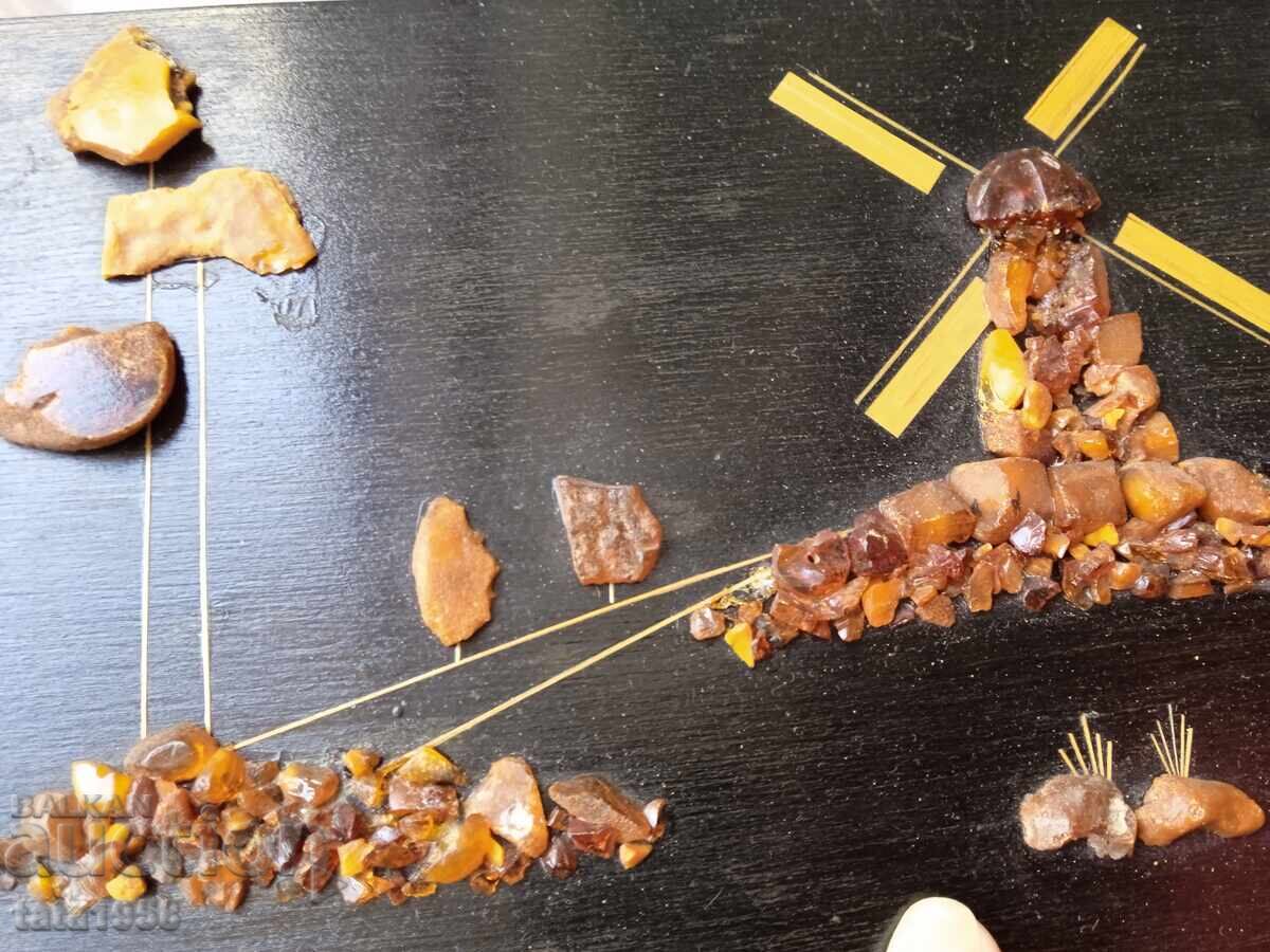 Painting with Baltic amber on wood 16*24.5 cm - 5