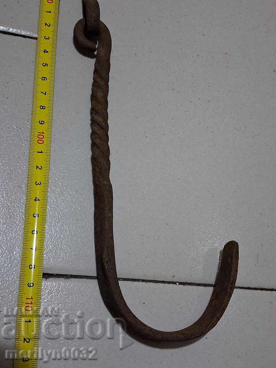 Delivery of Old wrought iron chain with hook, hearth chain hook chain