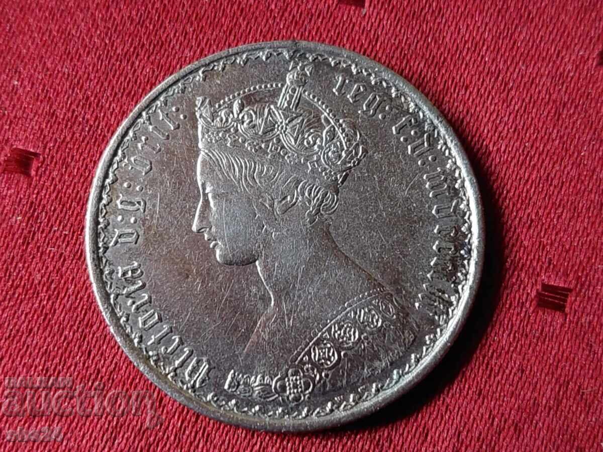 Gothic Florin (2 Shillings) 1869 Victoria, 1837 - 1901 with price 150.00 BGN | € 76.69