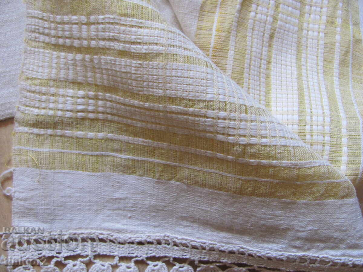 19th century linen towels with hand-crocheted lace - 2 pieces - 5 19th century linen towels with hand-crocheted lace - 2 pieces - 5