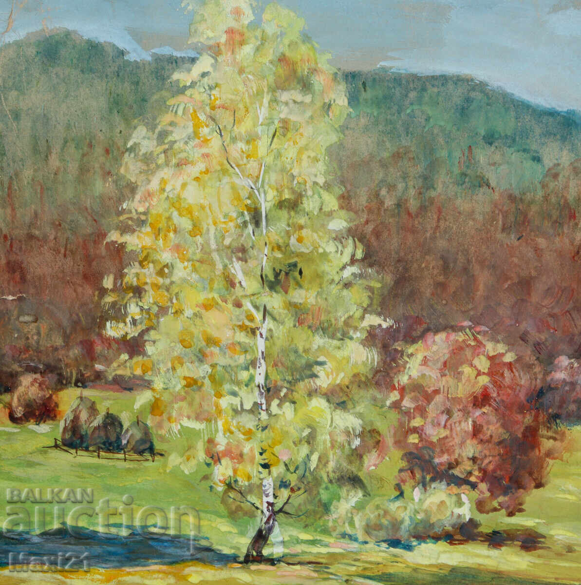 Landscape painting gouache autumn 1964 - 5