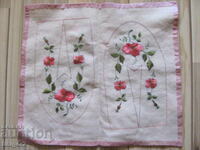 19th-century hand embroidery on woolen fabric 50x43cm
