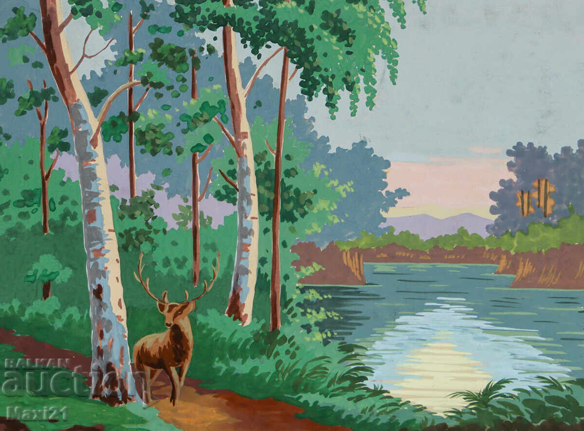 Доставка на Стара картина гваш красив природен пейзаж