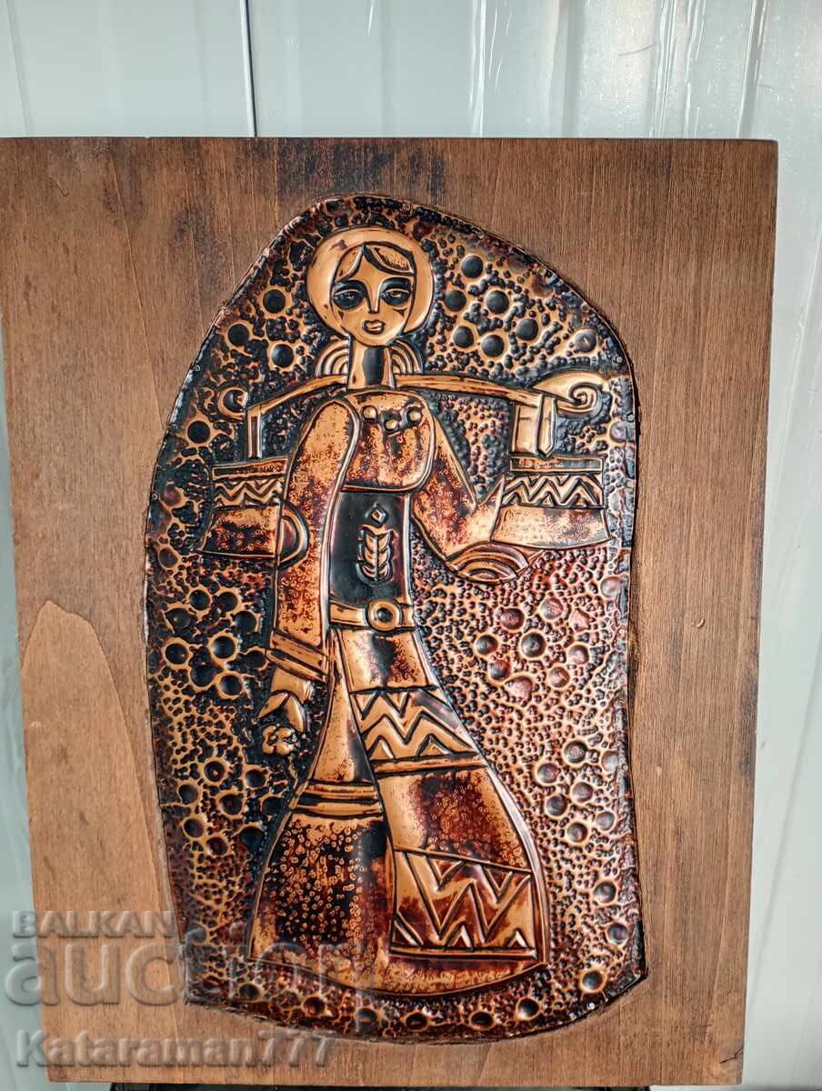 Copper picture on a wooden base!