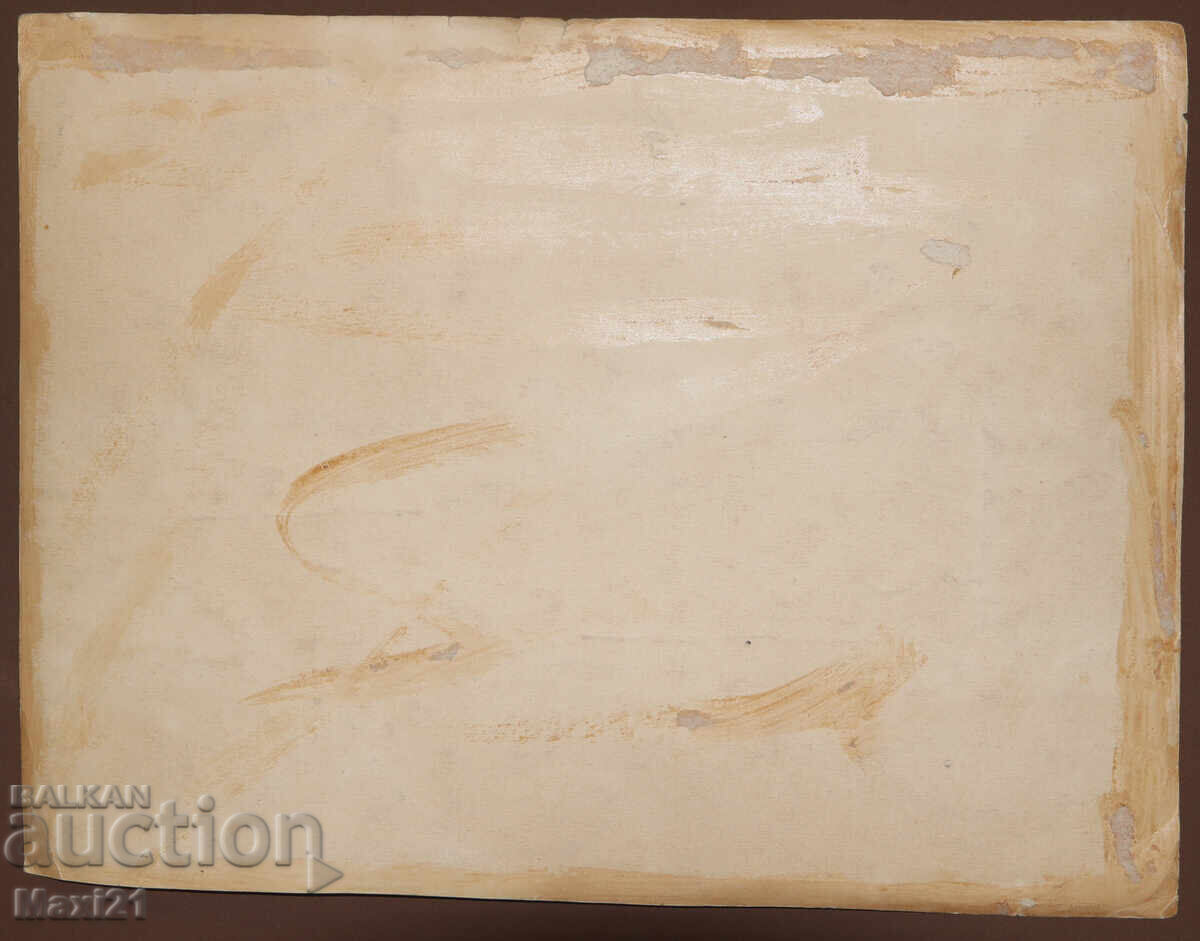 Old gouache painting, beautiful river landscape - 6