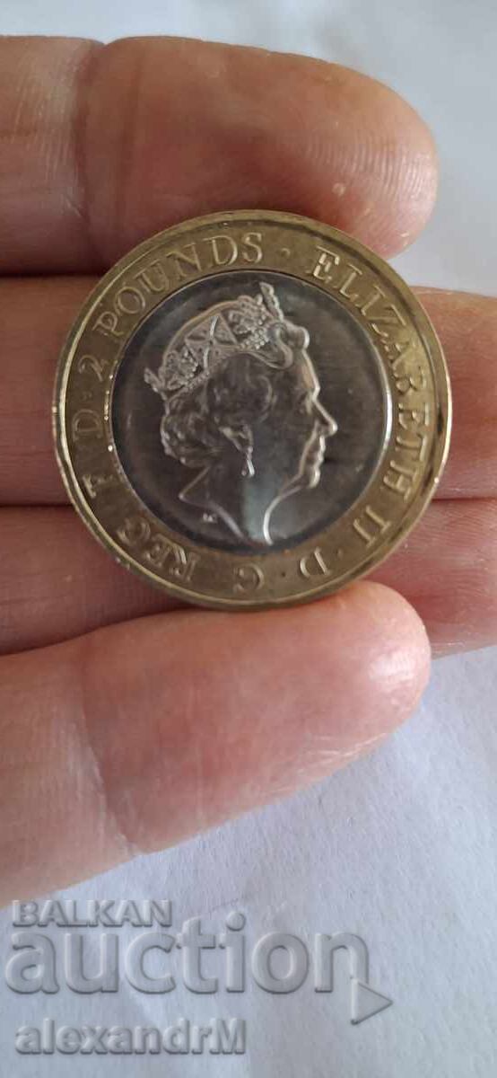 2 Pounds, 2016 United Kingdom with price 20.00 BGN | € 10.23