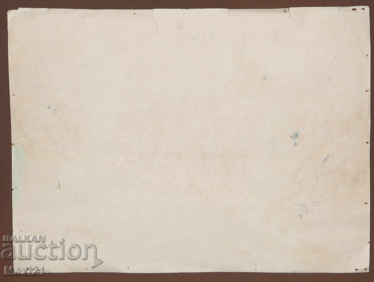 Стара картина гваш красив  пейзаж - 7