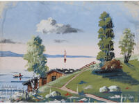 Παλιός πίνακας γκουάς όμορφο τοπίο