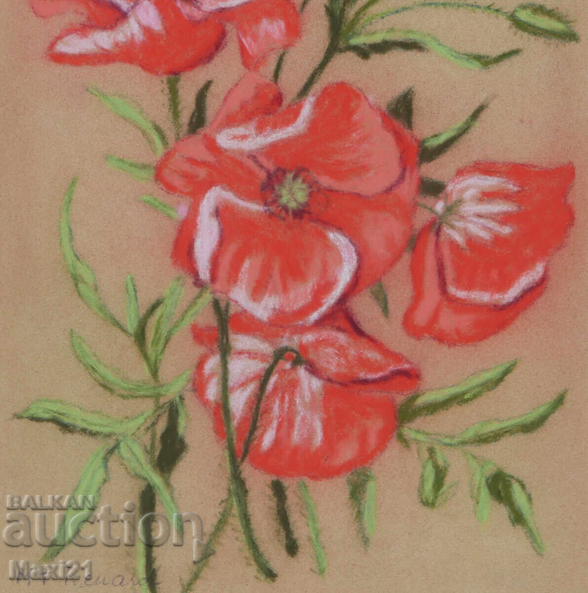 Tablou pastel natură statică maci - 5