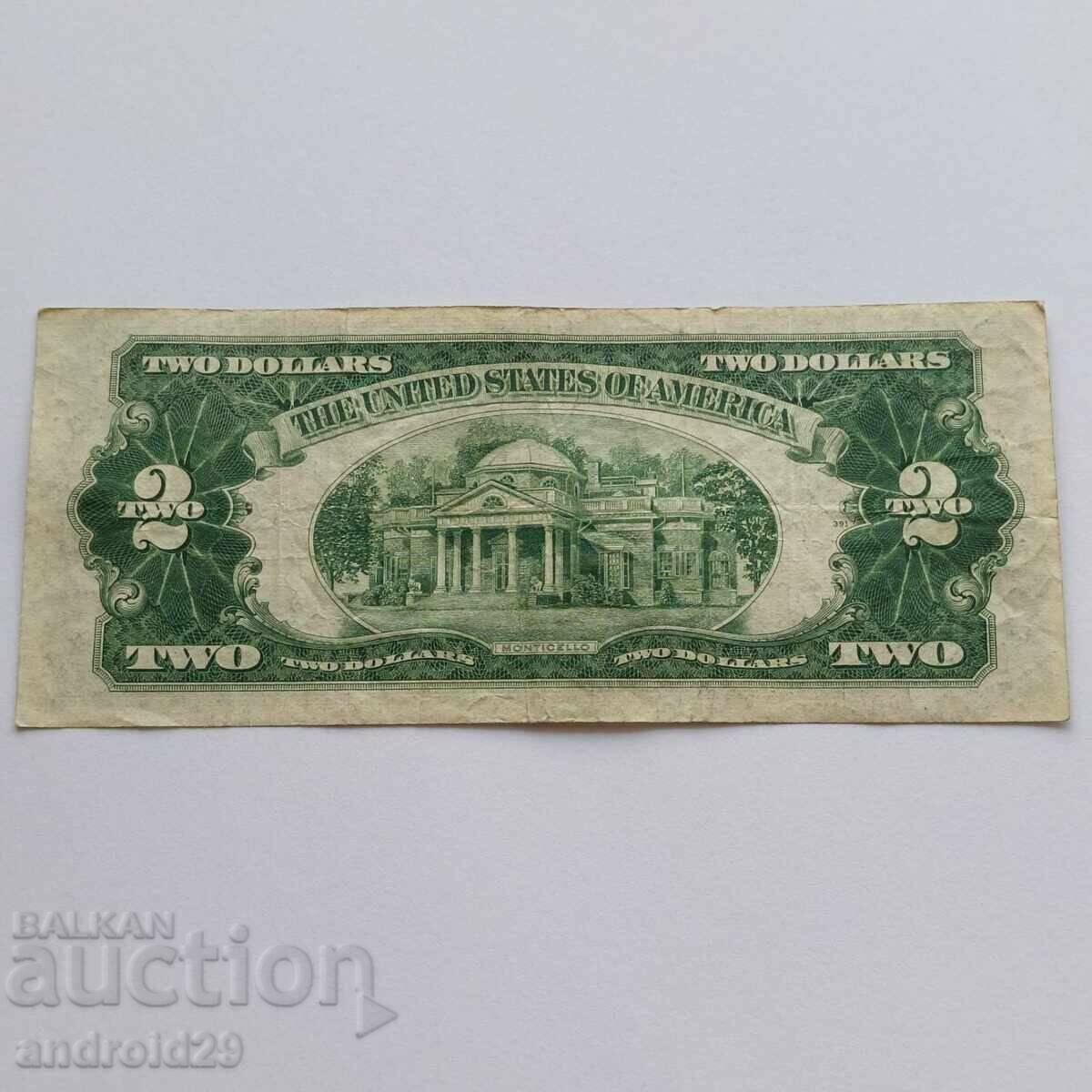 Delivery of 2 Dollars 1953 USA, Red Seal / Banknote Delivery of 2 Dollars 1953 USA, Red Seal / Banknote