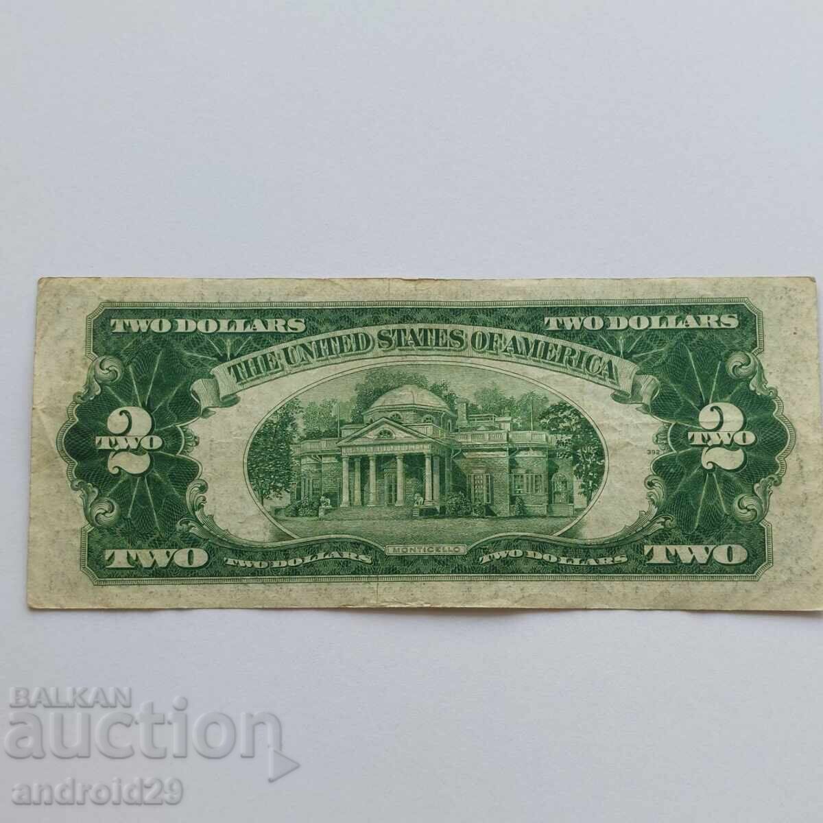 Delivery of 2 Dollars 1953 USA, Red Seal / Banknote Delivery of 2 Dollars 1953 USA, Red Seal / Banknote