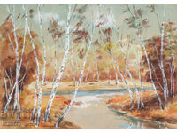 Παλιός πίνακας γκουάς, όμορφο φυσικό τοπίο