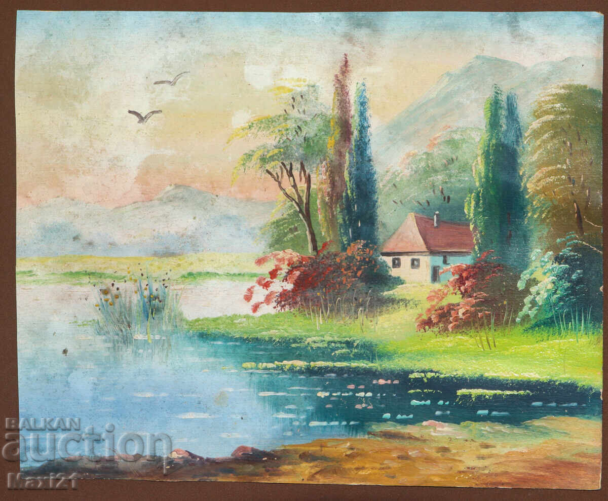 Old oil painting, beautiful landscape with price 200.00 BGN | € 102.26
