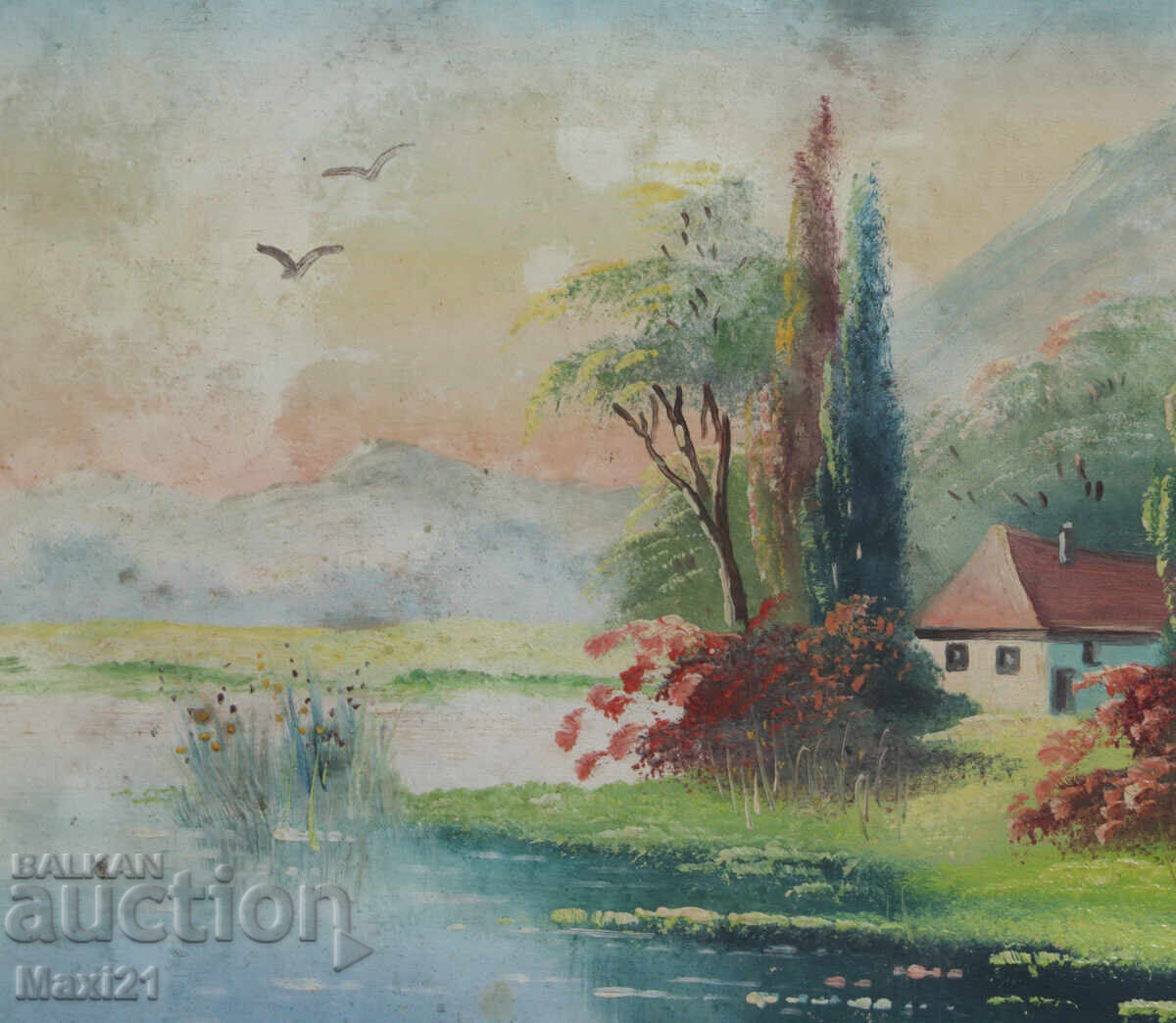 Delivery of Old oil painting, beautiful landscape