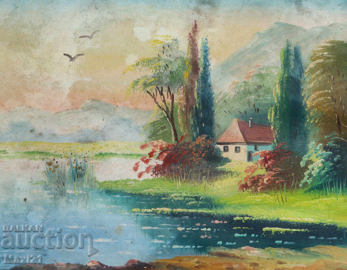 Old oil painting, beautiful landscape