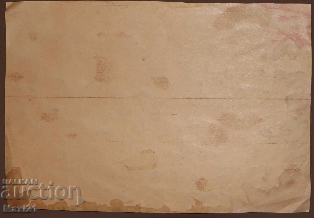 Pictură veche guașă peisaj marin stâncos - 7