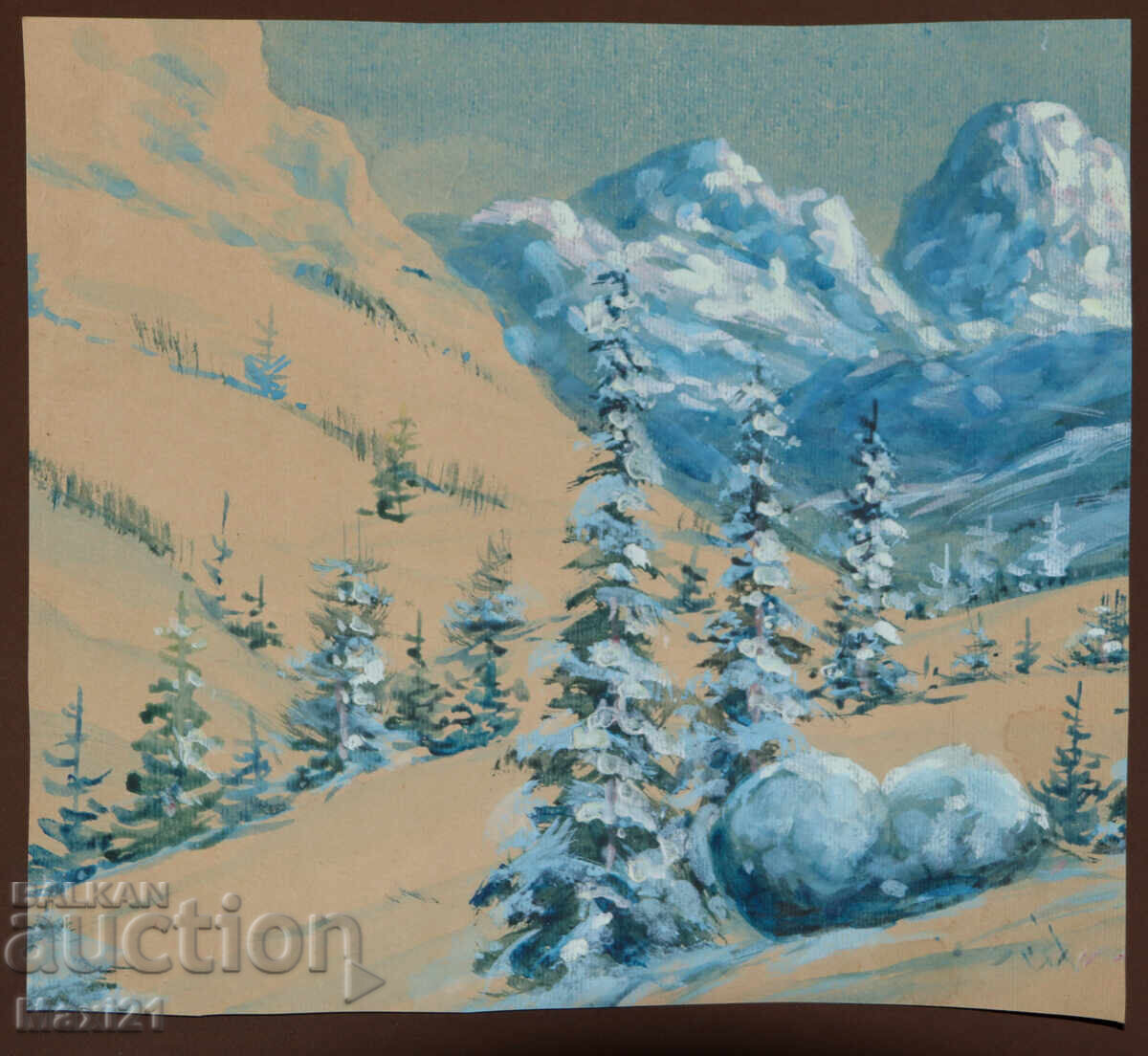 Παλιό έργο γκουάς ορεινό τοπίο με τιμή 180.00 BGN | € 92.03