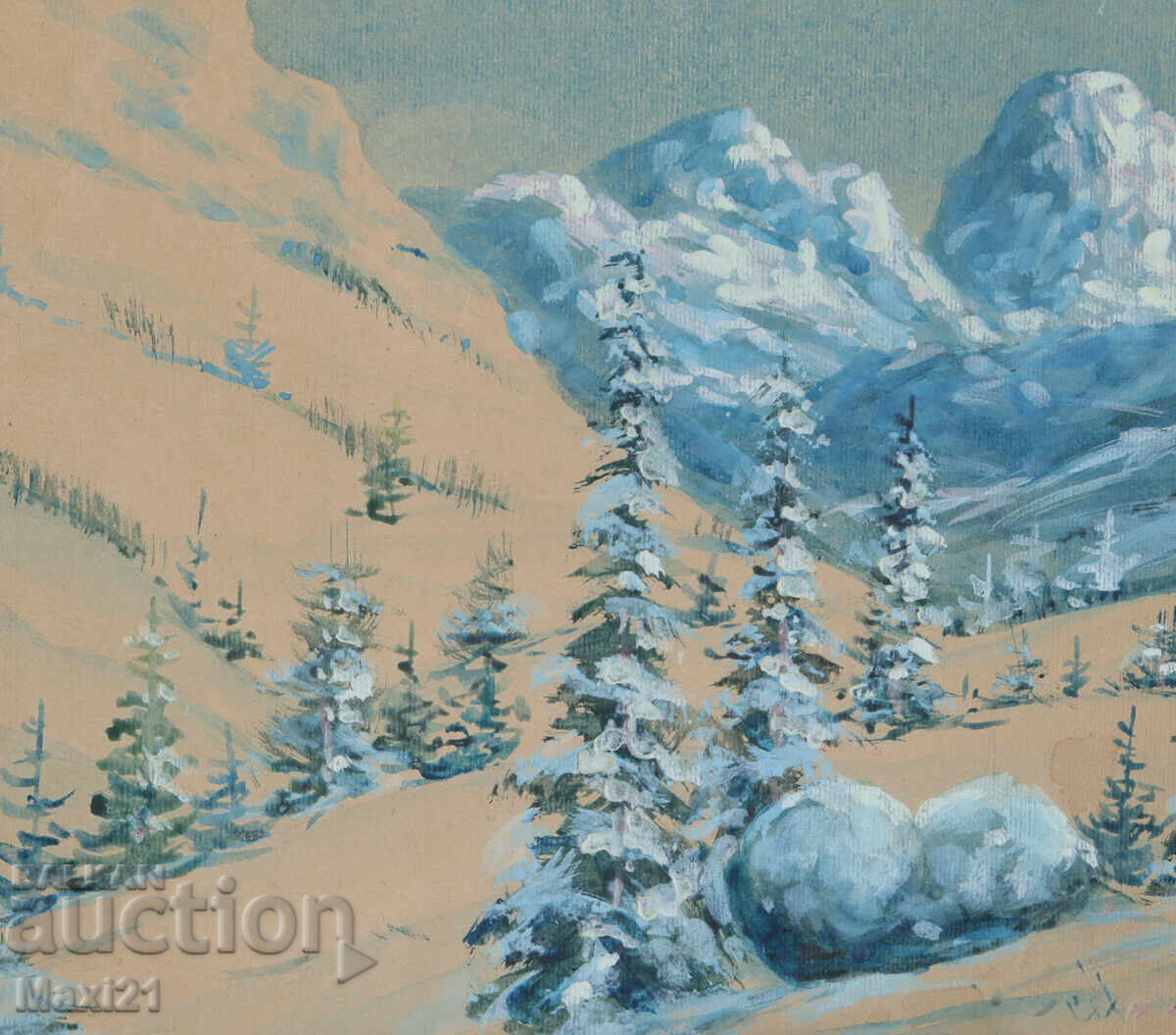 Δημοπρασία Παλιό έργο γκουάς ορεινό τοπίο