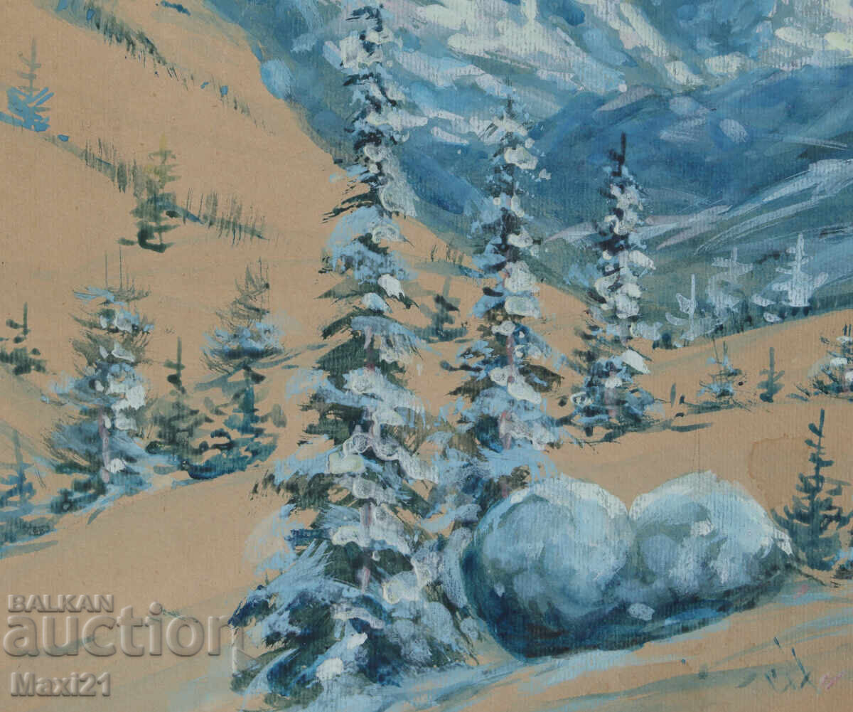 Παλιό έργο γκουάς ορεινό τοπίο - 5