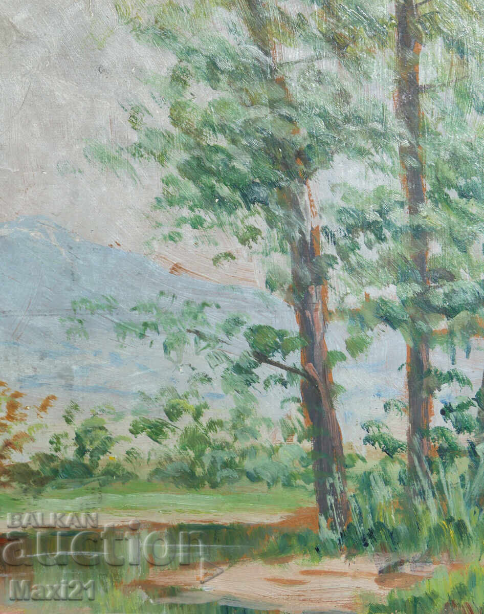 Παλιός ελαιογραφία φυσικό τοπίο