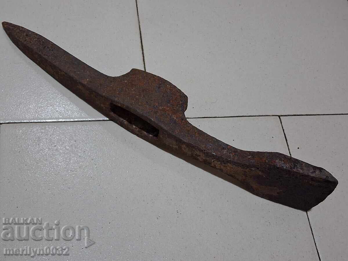 Old hand-forged pickaxe tool wrought iron - 6