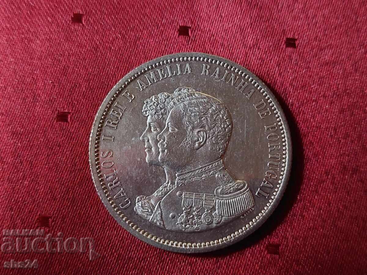 Portugalia 1000 reis, 1898. 400g. Descoperirea Indiei cu preț € 81.81 | 160.01 BGN
