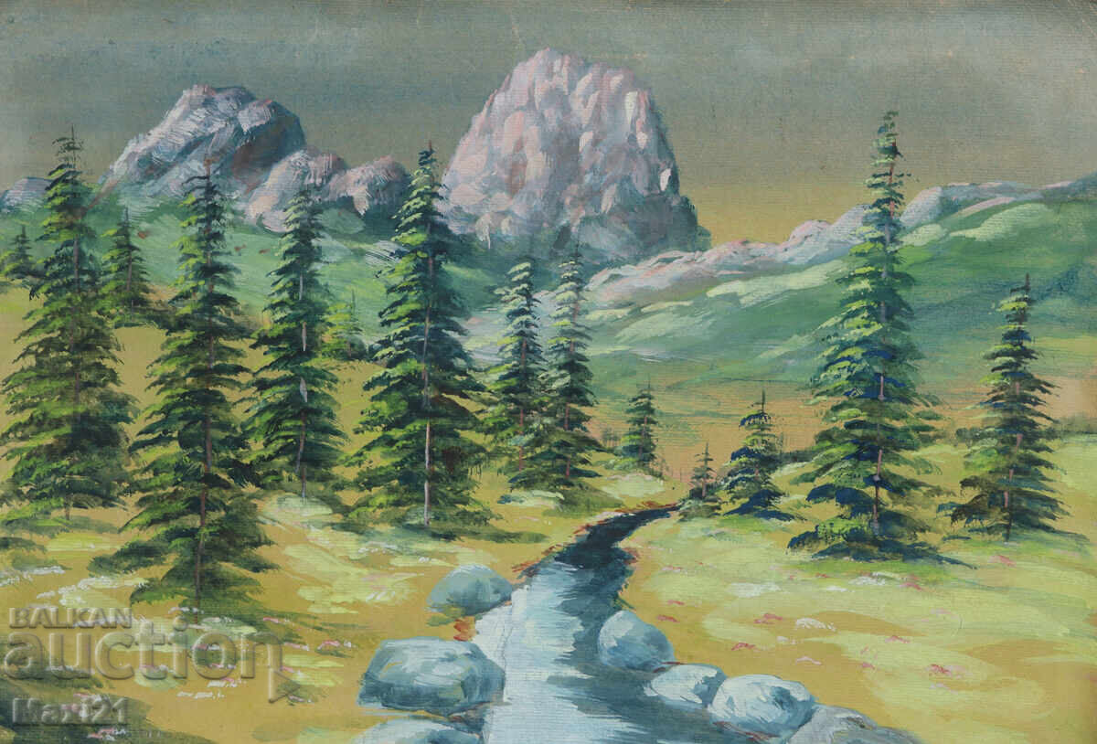 Παράδοση Παλιό έργο γκουάς ορεινό τοπίο