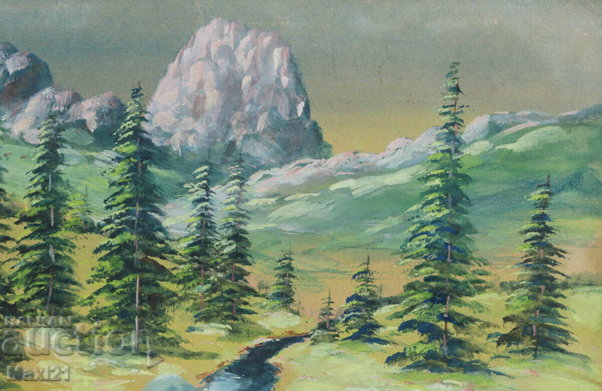 Παλιό έργο γκουάς ορεινό τοπίο - 7