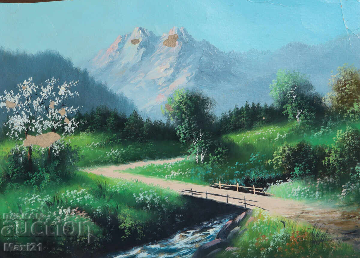 Δημοπρασία Παλιό έργο γκουάς ορεινό τοπίο