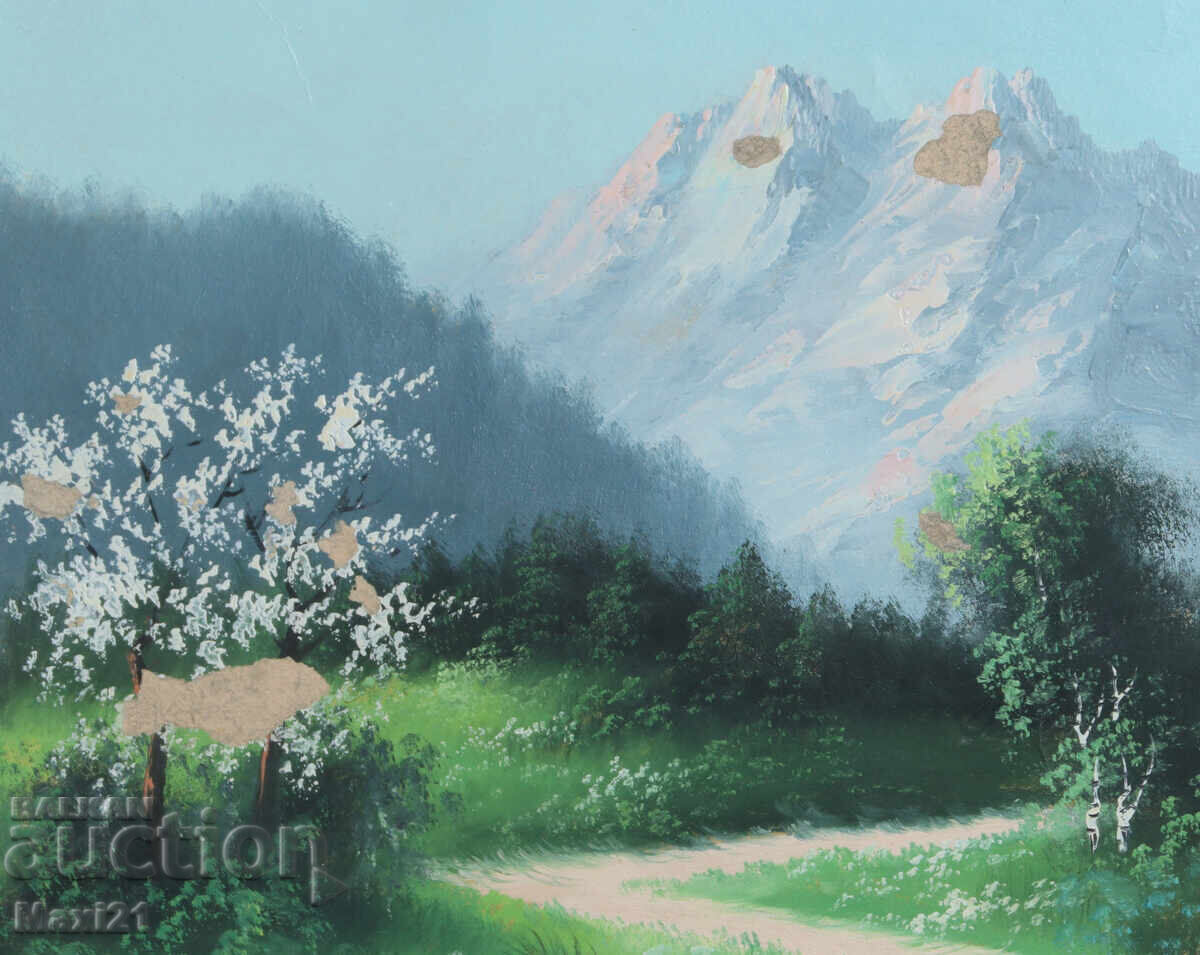 Παλιό έργο γκουάς ορεινό τοπίο - 5