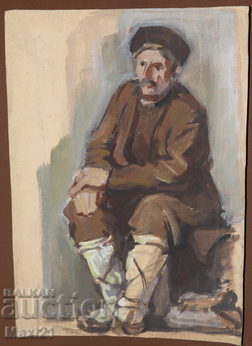 Παλιός πίνακας γκουάς ανδρικό πορτρέτο με τιμή 180.00 BGN | € 92.03