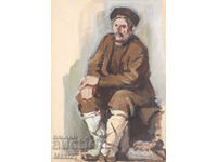 Стара картина гваш мъжки портрет