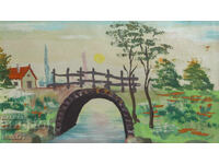 Παλιός πίνακας γκουάς φυσικό οικιακό τοπίο