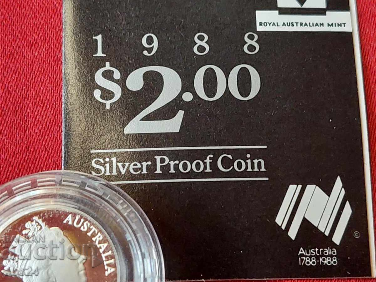 Licitație 2 dolari australieni, monedă de argint din 1988, aborigen Licitație 2 dolari australieni, monedă de argint din 1988, aborigen