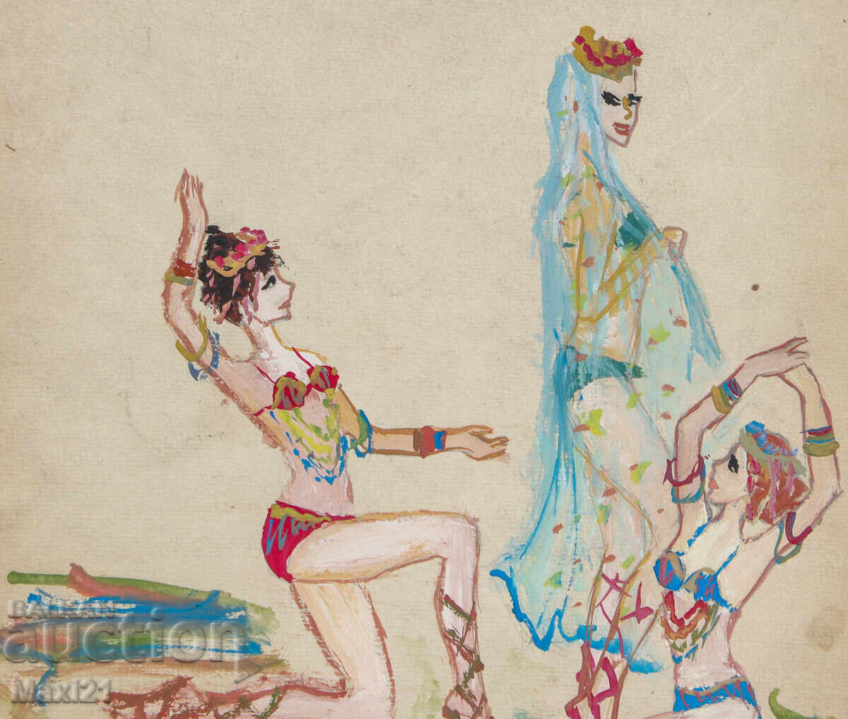 Delivery of Figurative painting gouache oriental dance