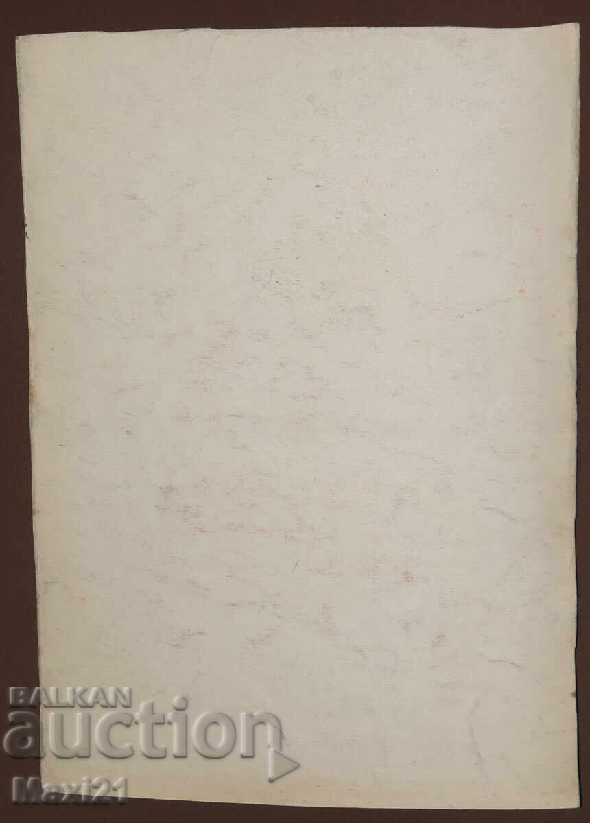 Old gouache painting, female portrait - 6