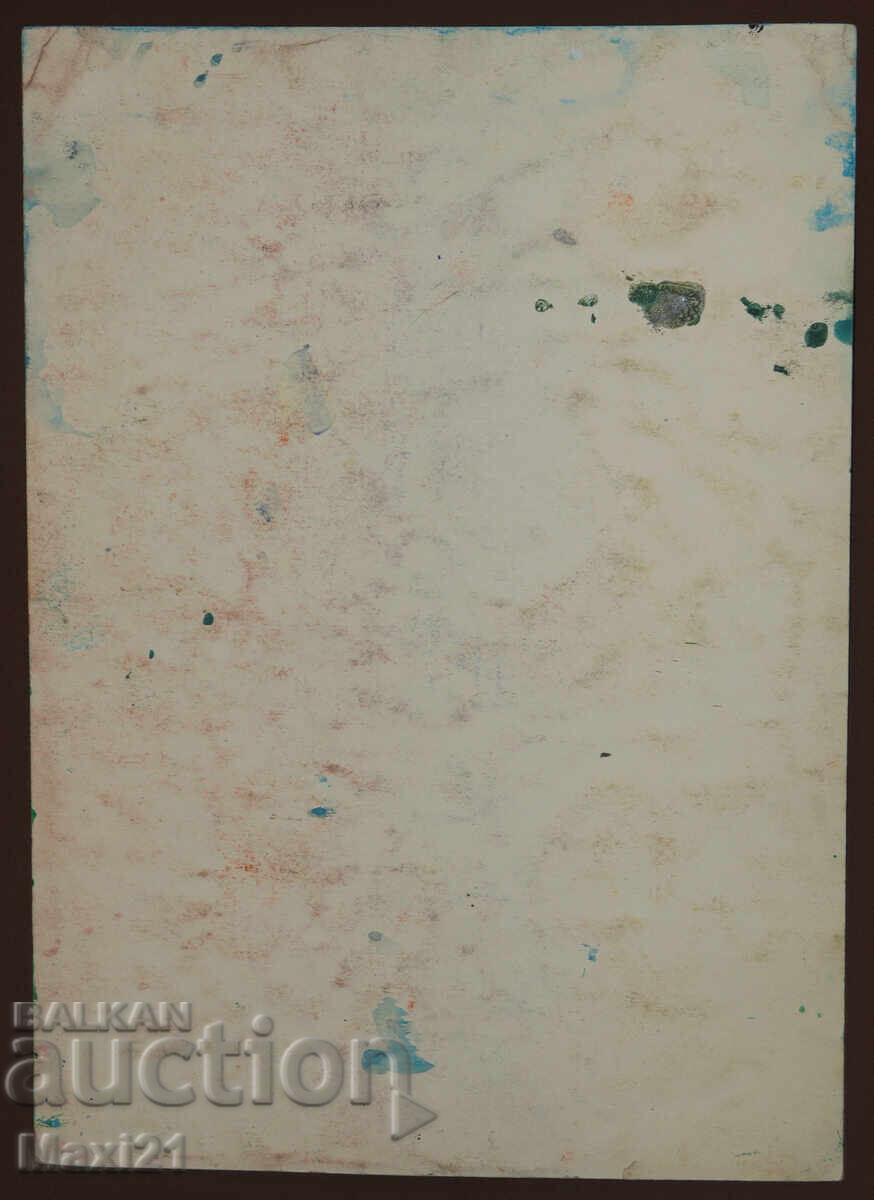 Παλαιό εικαστικό έργο γκουάς, σκηνή καθημερινής ζωής - 6