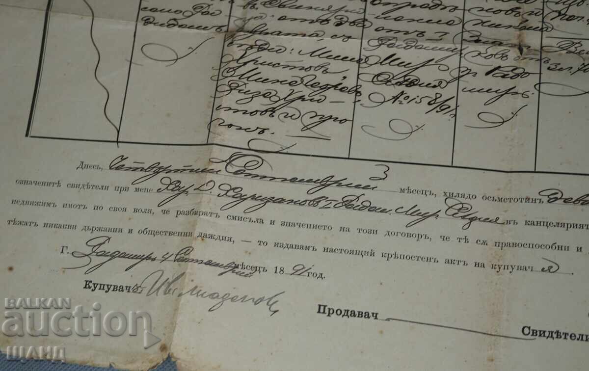 Auction  1891 Fortress Act Document with Revenue Stamp 30 CENTIMES