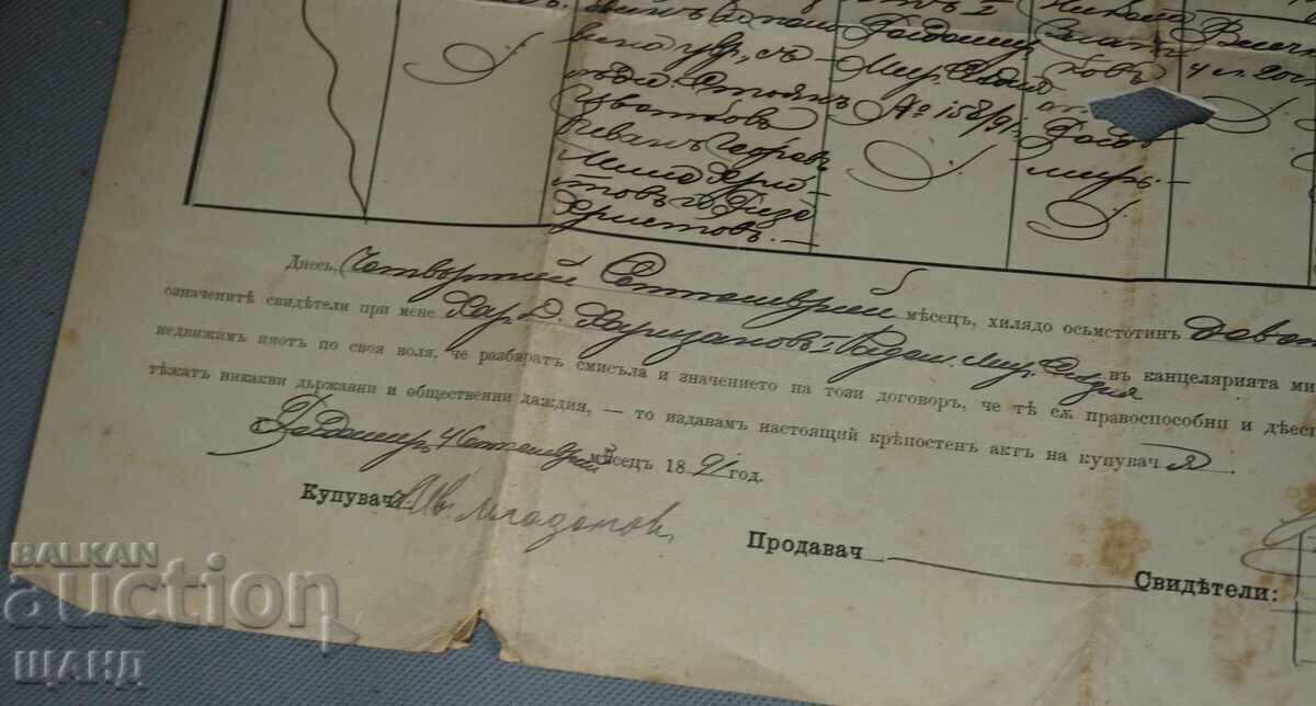 Auction  1891 Fortress Act Document with Revenue Stamp 30 CENTIMES