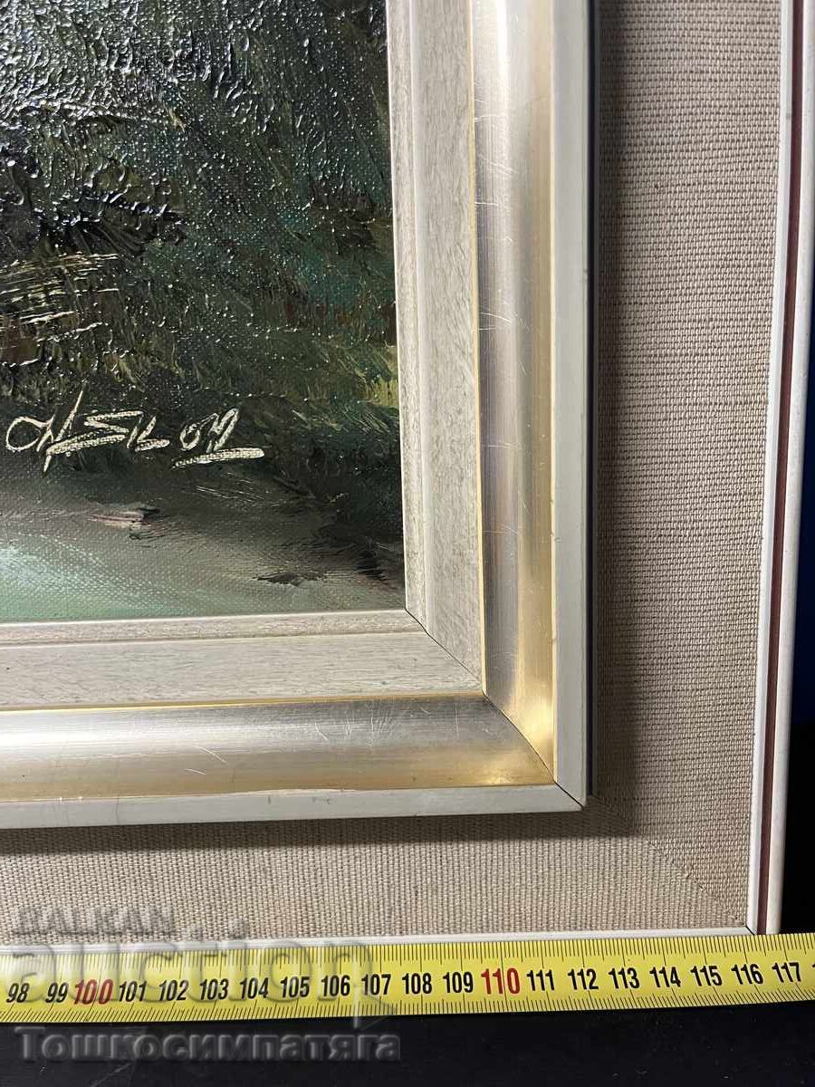 Όμορφο, ορεινό τοπίο σε καμβά με ελαιοχρώματα - 6