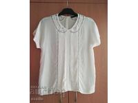 Bluză damă delicată ZARA WOMAN, ecru, cu dantelă, mărimea M