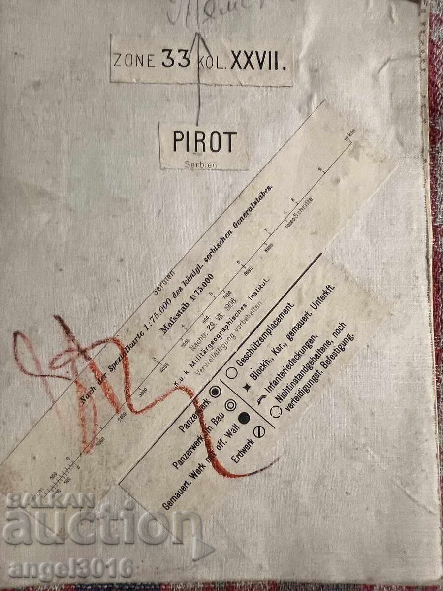 OLD GERMAN 1908 MILITARY MAP OCCUPATION PIROT OLD GERMAN 1908 MILITARY MAP OCCUPATION PIROT