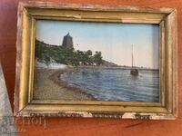 POZĂ ȚESUTĂ PE MĂTASE DIN TAPISERIA FĂNĂ A ANII 60