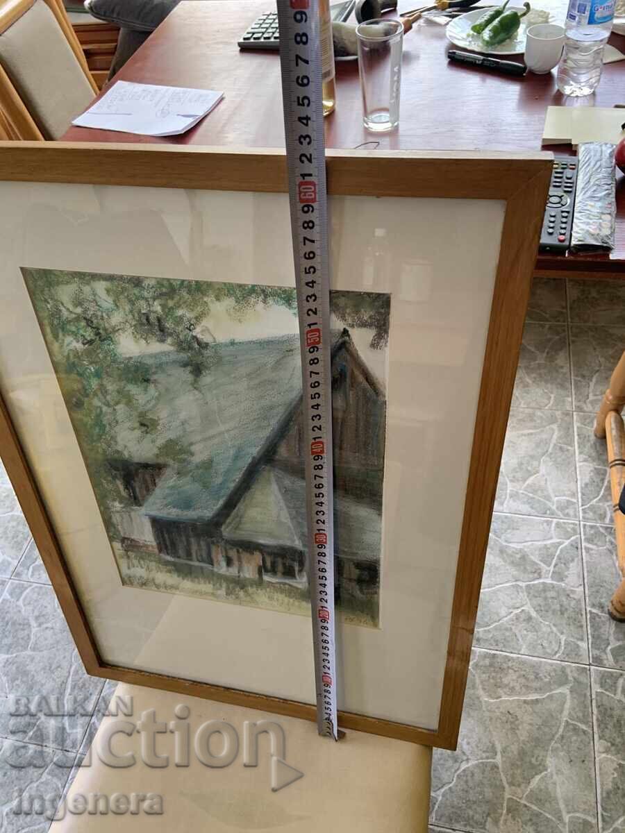 Δημοπρασία ΚΑΡΤΙΝΑ ΑΥΤΟΓΡΑΦΗ ΚΑΡΤΟΝΙ ΥΠΟΓΕΓΡΑΜΜΕΝΟ ΠΛΑΙΣΙΟ ΓΥΑΛΙ