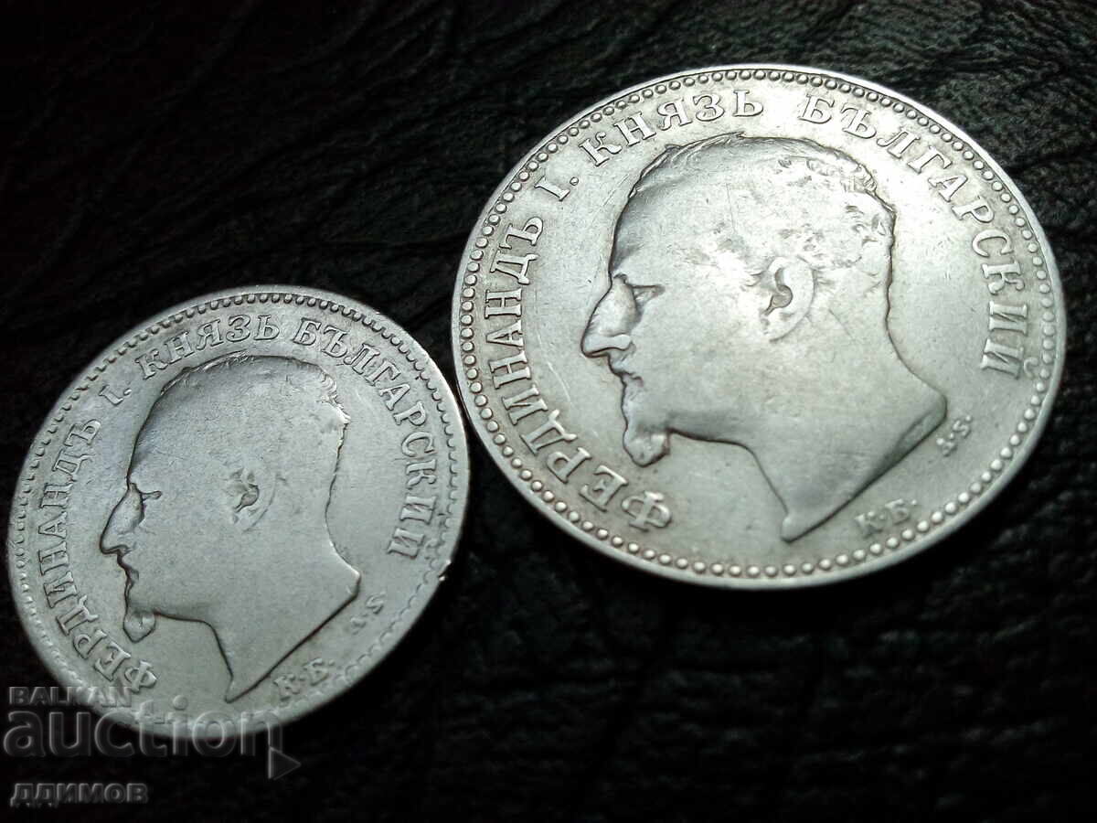 Lot 50 bani și 1 leu 1891 Ferdinand argint cu preț 45.00 BGN | € 23.01