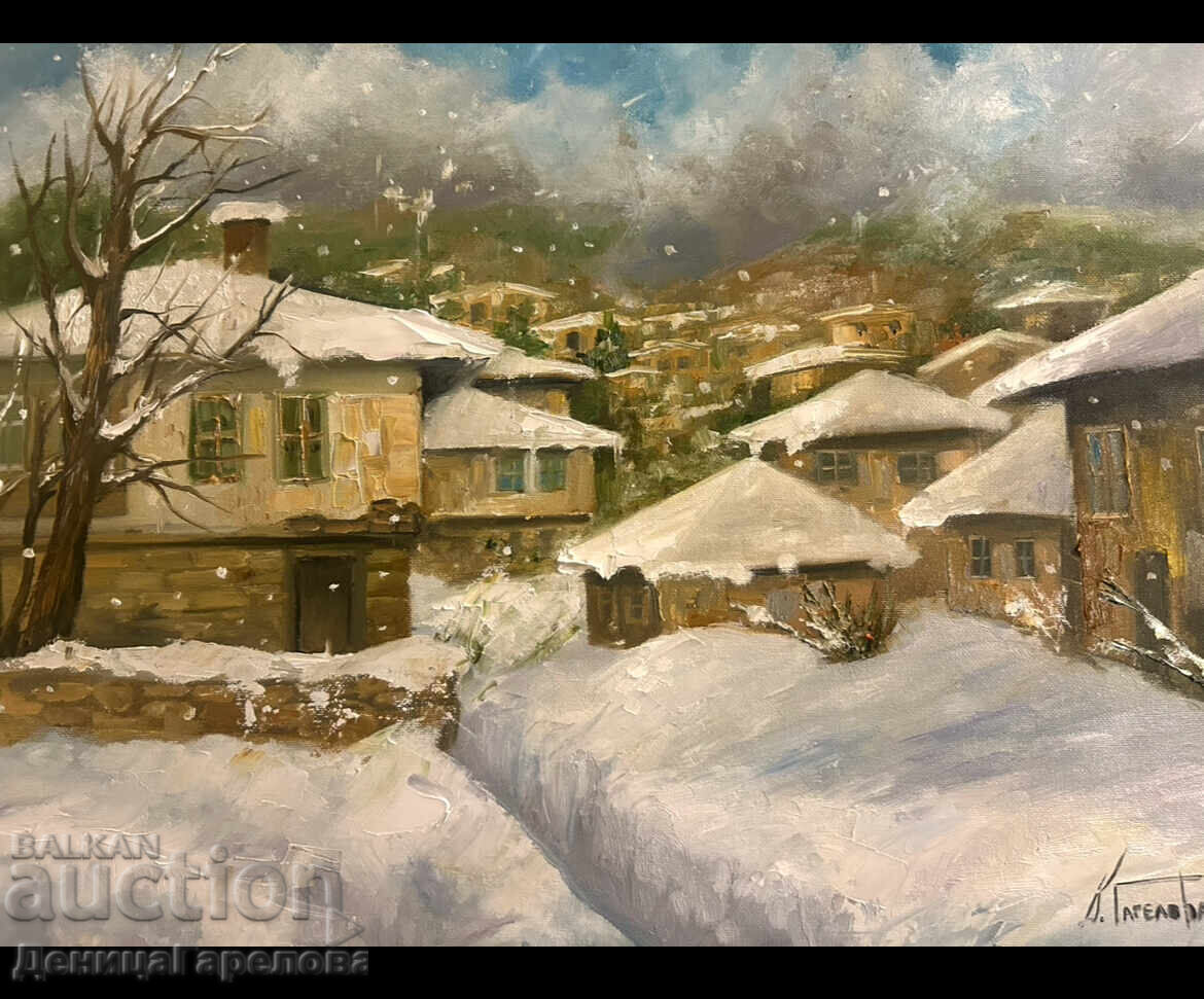 Denitsa Garelova painting 50/40 "Winter in the Village" with price 150.00 BGN | € 76.69 Denitsa Garelova painting 50/40 "Winter in the Village" with price 150.00 BGN | € 76.69