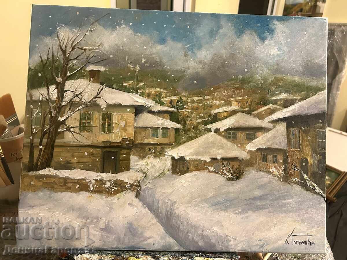 Delivery of Denitsa Garelova painting 50/40 "Winter in the Village" Delivery of Denitsa Garelova painting 50/40 "Winter in the Village"