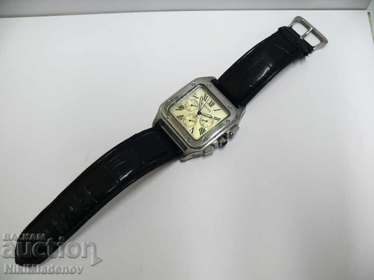 Auction From 1st. CARTIER Men's Wristwatch, Replica working BZC! Auction From 1st. CARTIER Men's Wristwatch, Replica working BZC!