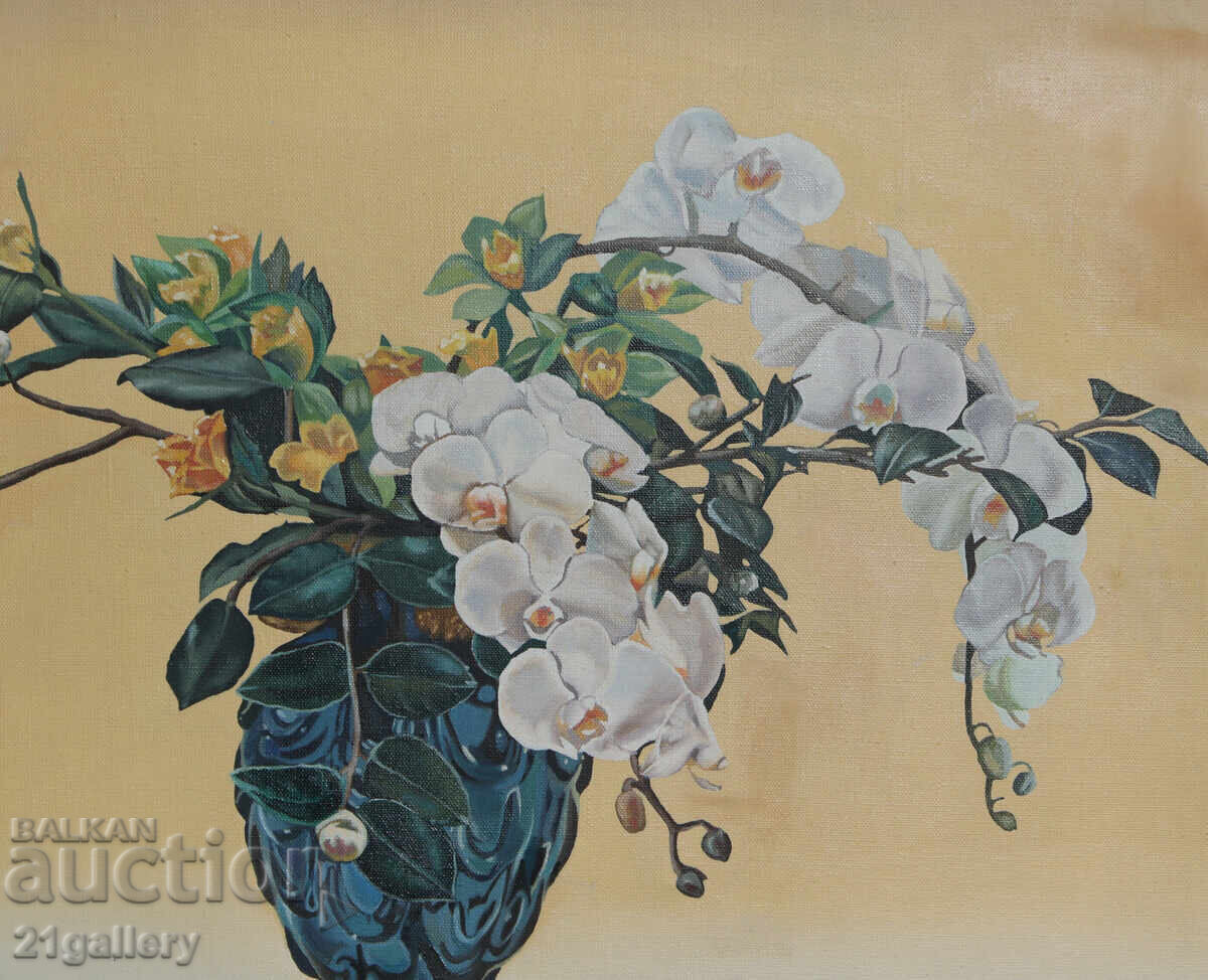 Delivery of Still life vase with flowers painting oil paints