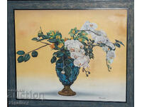 Still life vase with flowers painting oil paints